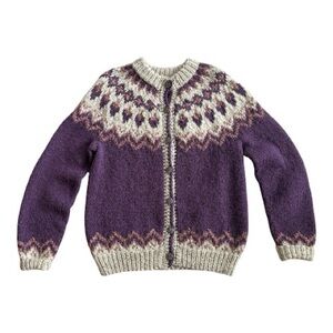 Fair Isle Wool Hand Knit Cardigan Sweater by Fron Enterprises Ltd.